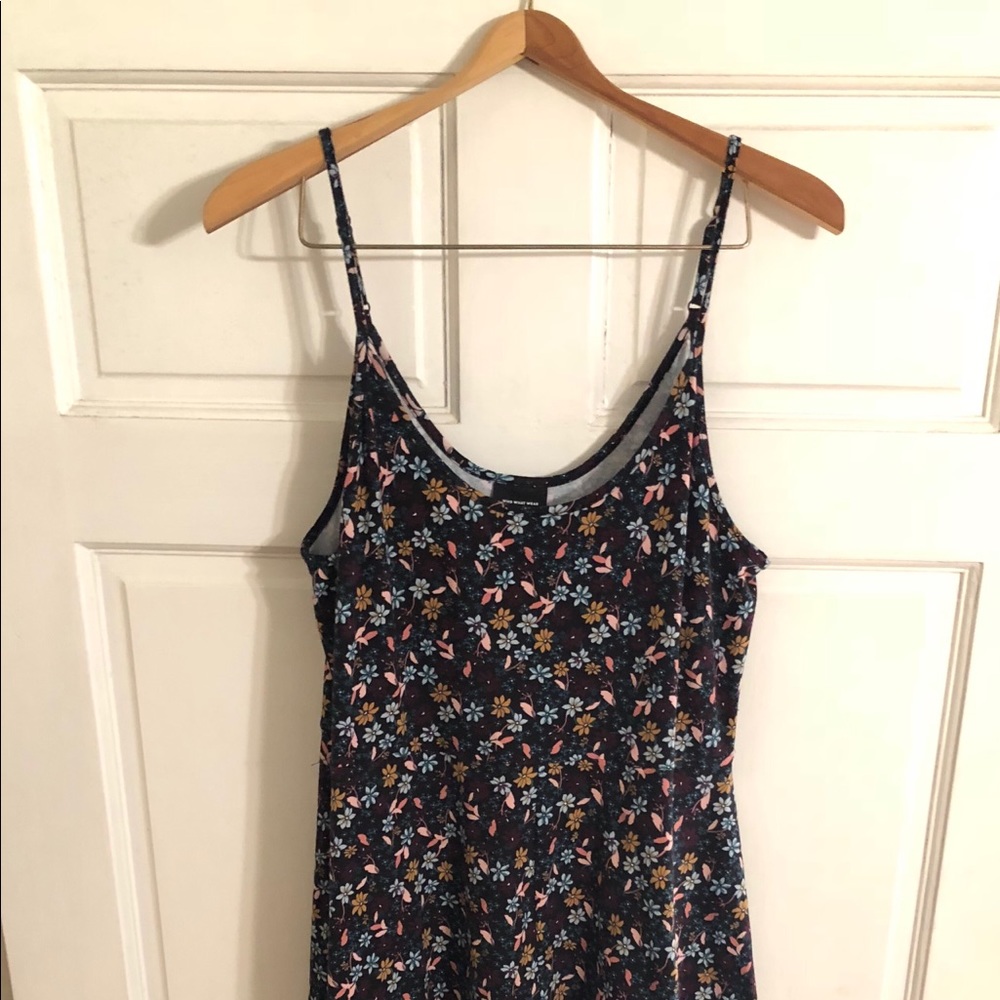 Midi black floral spaghetti strap dress